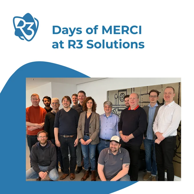 Picture of the team meeting of the MERCI project at the R3 Solutions headquarters Berlin.