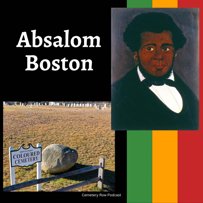 Graphic image featuring a painting of Absalom Brown and his final resting place.