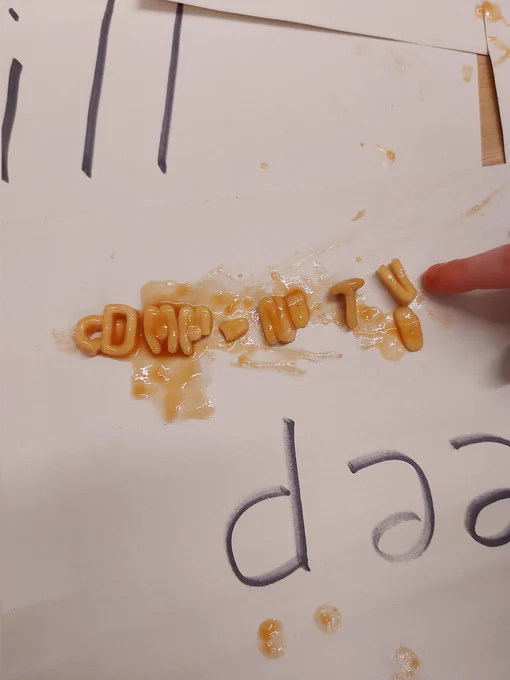 The word community spelt out in alphabetti spaghetti 
