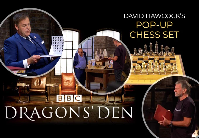 David Hawcock appears on BBC Dragons Dens with his Pop-up Chess Set
