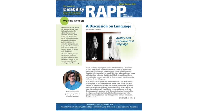 Cover of Winter/Spring DRAPP.  Issue is titled 'Words Matter' and the cover article is titled 'A Discussion on Language'