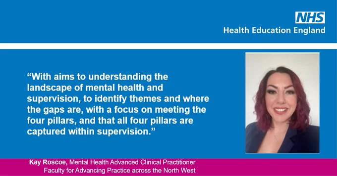“With aims to understanding the landscape of mental health and supervision, to identify themes and where the gaps are, with a focus on meeting the four pillars, and that all four pillars are captured within supervision.”  