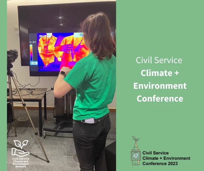 One of our CSCEN volunteers tries out a thermal imaging camera at the conference