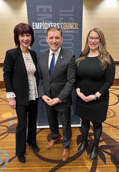 Photo of the Premier and two members of Newfoundland and Labrador Employers’ Council smiling.