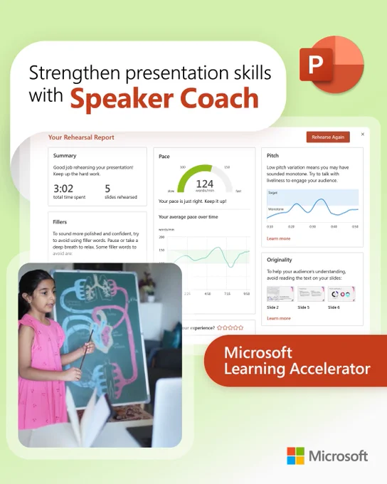 Strengthen presentation skills with Speaker Coach 
Microsoft Learning Accelerator