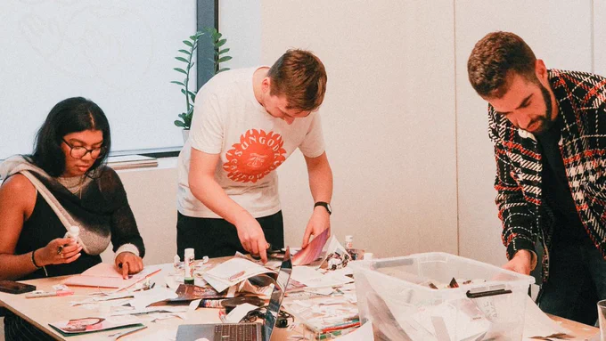 Three of our team working on a creative project in our studio. 