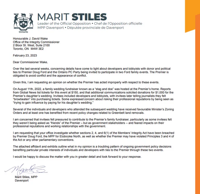 A copy of my letter to Integrity Commissioner Wake. I'll post a link to the PDF version in a reply.