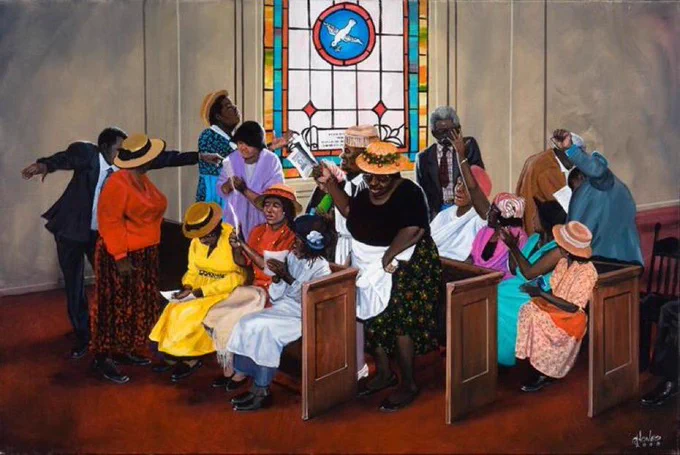 Title: "Campmeeting" from the Lowcountry Gullah series by artist John W. Jones