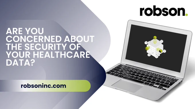 Graphic of computer saying are you concerned about the security of your healthcare daya
