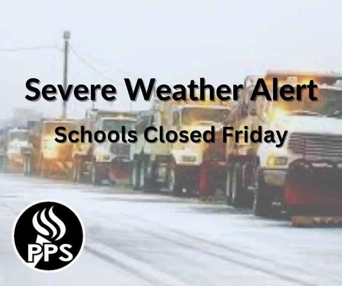 Weather alert, schools closed Friday. 