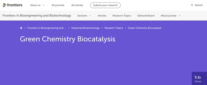 Screengrab of the landing webpage for a special issue on Green Chemistry Biocatalysis. 