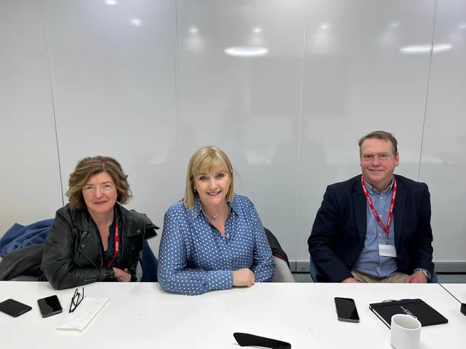 Meeting between Sue Gray,  NICVA Chief Exec Celine McStravick and Head of Policy and Public Affaira Geoff Nuttall. 