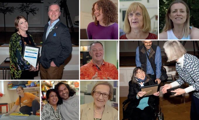 Collage of Community Heroes Awards 2021 winners. 