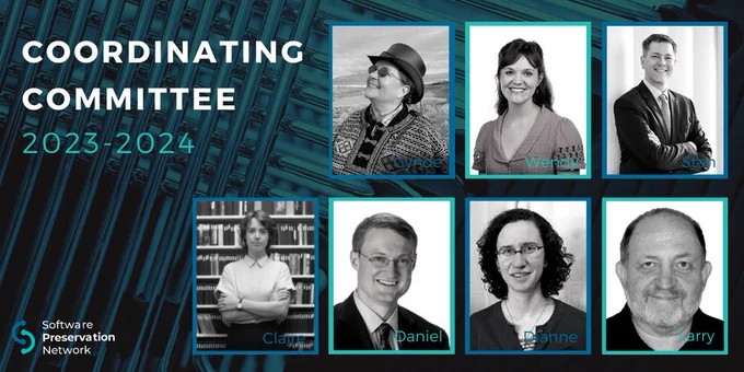 SPN Coordinating Committee 2022-2023. Photos of Cynde Moya, Wendy Hagenmaier, Stan Gunn, Claire Fox, Daniel Johnson, Dianne Dietrich, Larry Masinter.