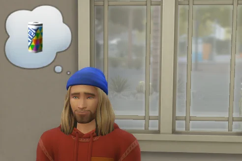 Kyle thinking about his favorite carbonated beverage