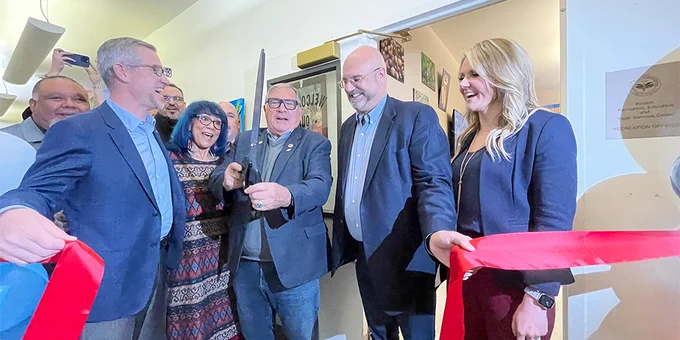 Image of the ribbon cutting event at the opening of the new AT&T Connected Learning Center on the Rincon Reservation 