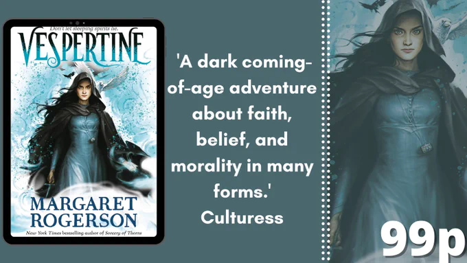 Cover of Vespertine by Margaret Rogerson. 99p. "A dark coming-of-age adventure about faith, belief, and morality in many forms."-- Culturess
