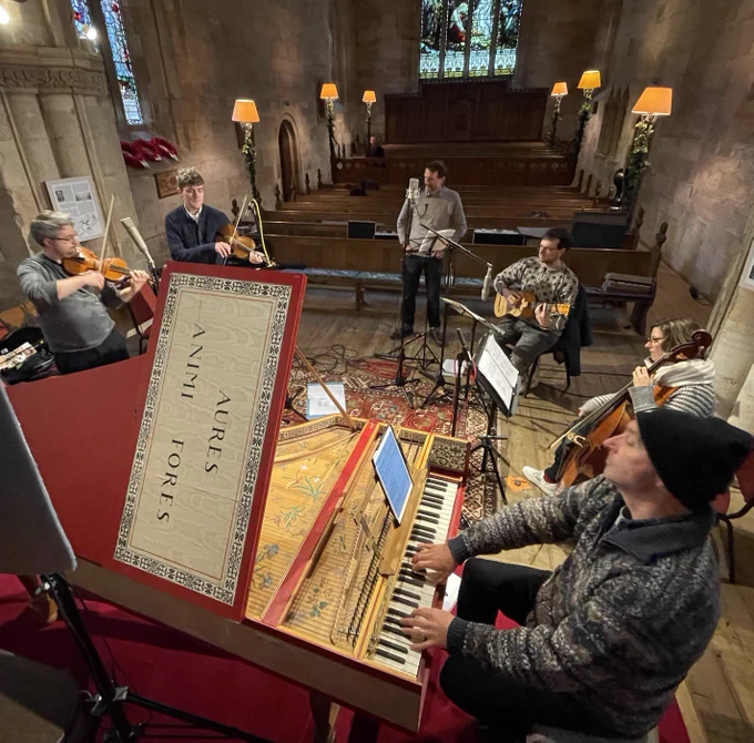 Concerto Caledonia recording with Alasdair Roberts in Crichton Collegiate Church 