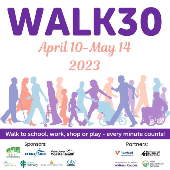 WALK30 logo with dates and sponsors