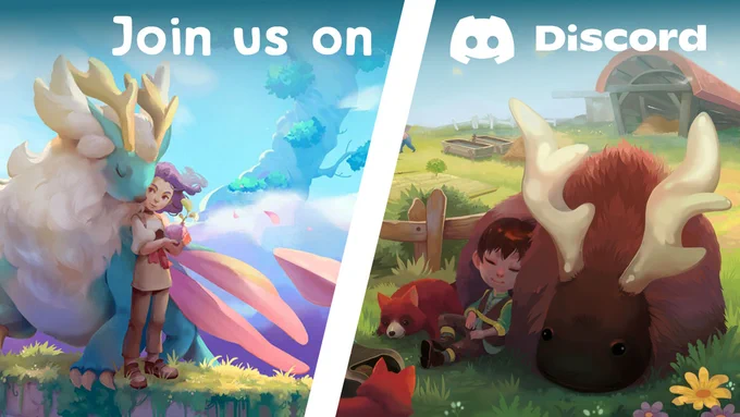 "Join us on Discord" with two images of kids cuddling fantasy creatures