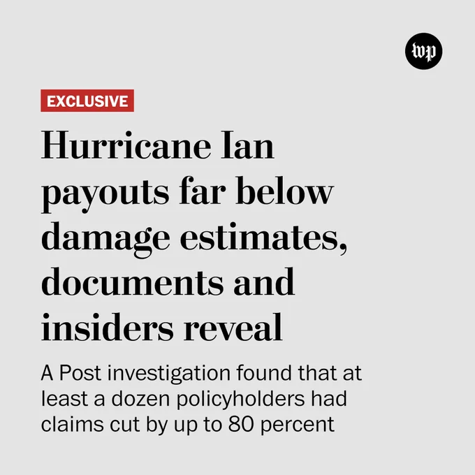 Exclusive: Hurricane Ian payouts far below damage estimates, documents and insiders reveal. A Post investigation found that at least a dozen policyholders had claims cut by up to 80 percent.