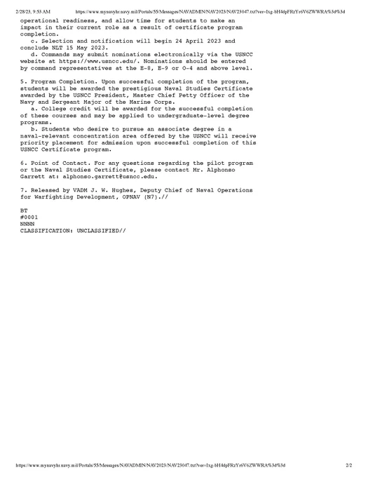 NAVADMIN 047/23 page 2