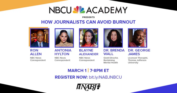 NBCU Academy presents "How Journalists Can Avoid Burnout" hosted by NABJ
