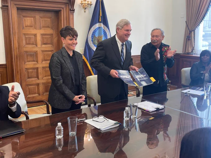 Deputy Secretary Bronaugh and Secretary Vilsack at USDA Equity Commission meeting 
