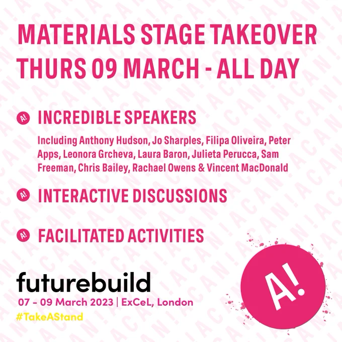ACAN poster at futurebuild 04.

INCREDIBLE SPEAKERS

Including Anthony Hudson, Jo Sharples, Filipa Oliveira, Peter Apps, Leonora Grcheva, Laura Baron, Julieta Perucca, Sam Freeman, Chris Bailey, Rachael Owens & Vincent MacDonald

INTERACTIVE DISCUSSIONS

FACILITATED ACTIVITIES