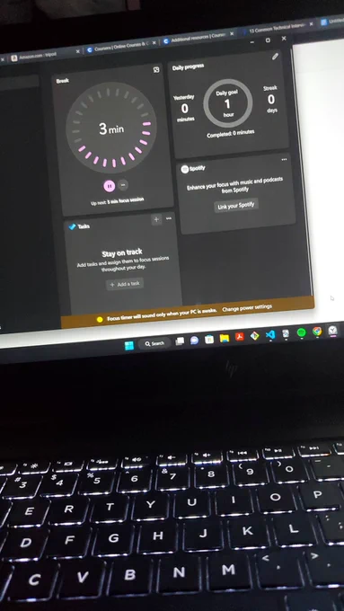 Focus sessions on windows