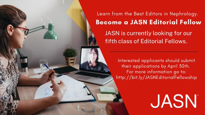 Learn from the Best Editors in Nephrology. Become a JASN Editorial Fellow. JASN is currently looking for our fifth class of  Editorial Fellows. Interested applicants should submit their applications by April 30th. For more information, visit http://bit.ly/JASNEditorialFellowship