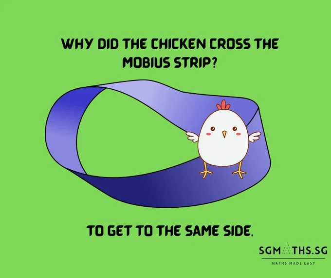 Why did the chicken cross the mobius strip? Answer: To get to the same side