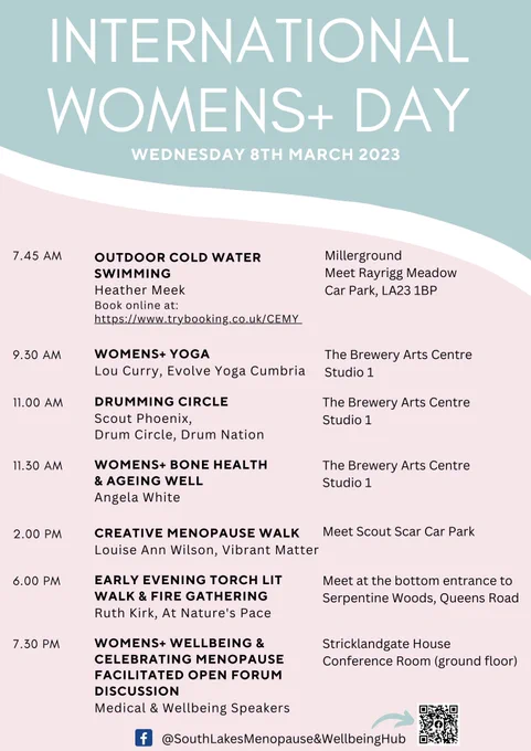 International womens  day activity list in the South Lakes