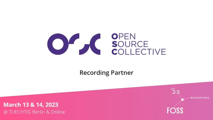 Recording Partner for FOSS Backstage 2023: Open Source Collective