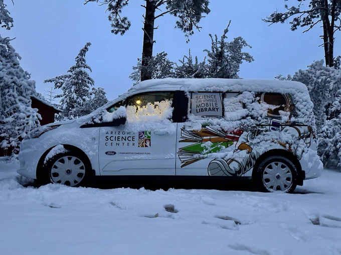 Science on wheels van in snow