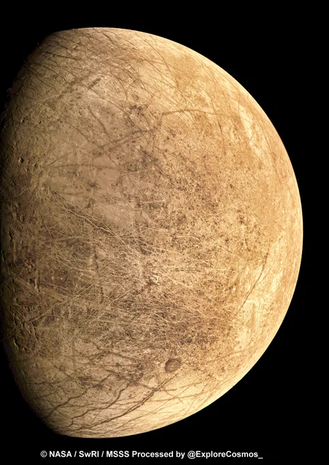 Moon Europa.

Image taken by #NASAJuno and processed by myself.