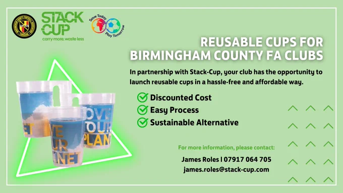 Partnership: Reusable Cups For Birmingham County FA Clubs