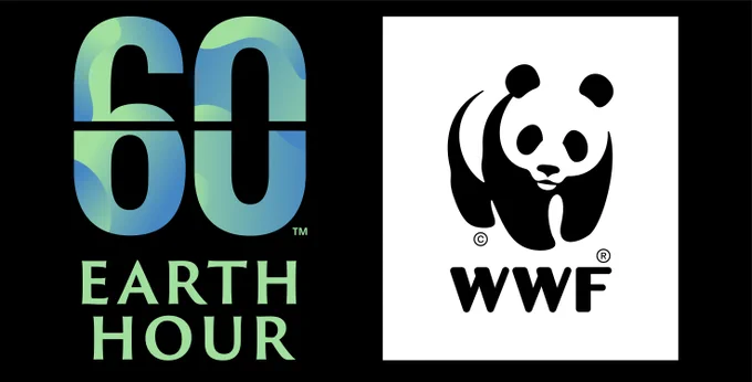 60 Earth Hour logo beside WWF panda logo