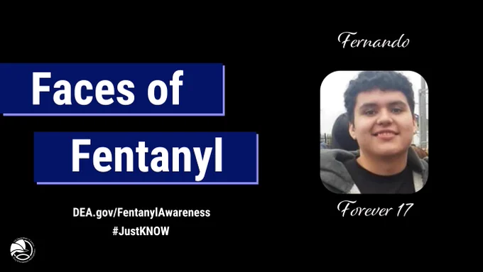 Graphic: Faces of Fentanyl DEA.gov/FentanylAwareness #JustKNOW