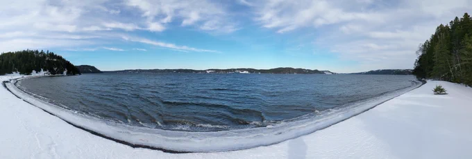 Panoramic view of Middle Lance Cove beach, Random Island, NL.