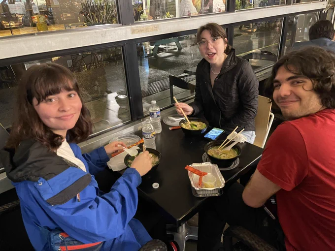 Students enraging at a food hall.