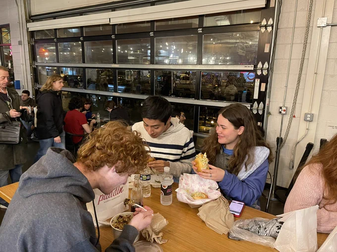 Students enraging at a food hall.