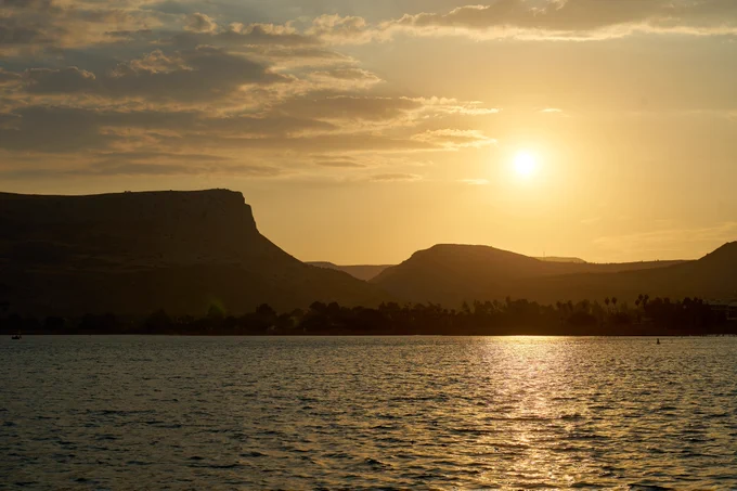 Arbel Cliffs from the Sea of Galilee