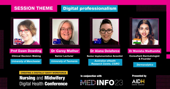 Headshots of 4 speakers at the Nursing and Midwifery Conference