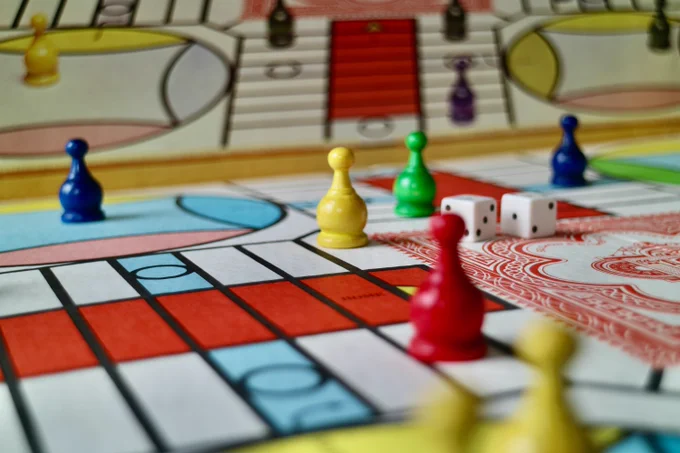 [Close-up of a board game.]