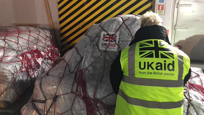 Blankets supplied by the UK being shipped to Turkey and Syria for use by families who lost their homes in the 6 February earthquakes.