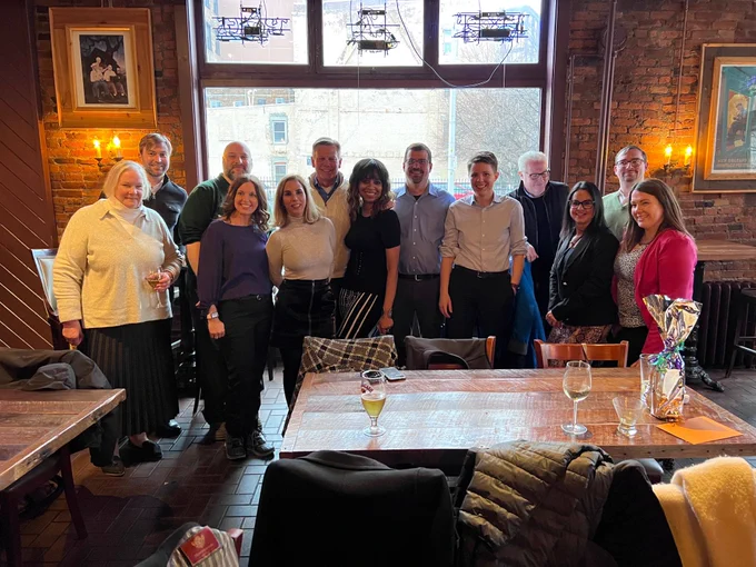 CAT's Business Development Director, Tavis Ezell, in a group photo with some of the NYSTAR and Fuzehub team for Matt Watson's farewell gathering in Albany, NY.