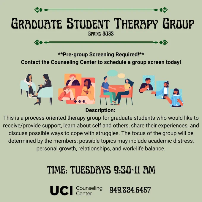 UCI Counseling Center Group Therapy flyer