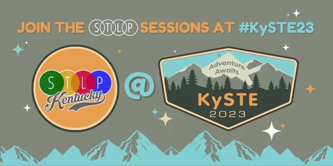 Image of STLP logo and the KySTE23 conference logo urging participants to join the STLP related sessions