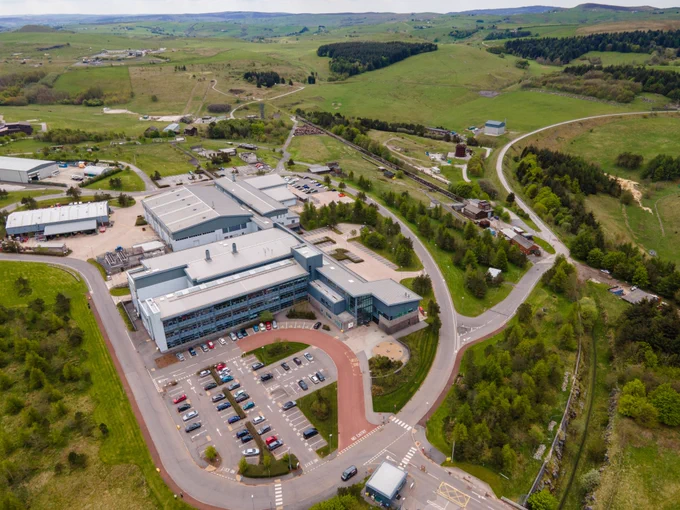 Aerial photograph of the HSE's Science and Research Centre, Buxton, Derbyshire.